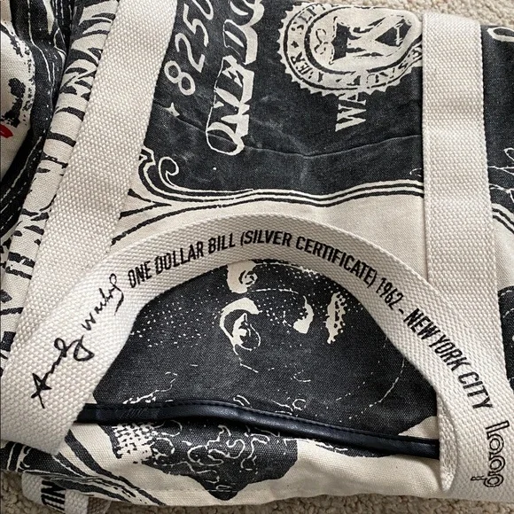 Andy Warhol Dollar Bill Duffel. White straps. - Picture 11 of 15